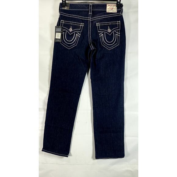 TRUE RELIGION Women's Blue Denim Ricki Relaxed Straight Big T Jean SZ 26 - Picture 2 of 12